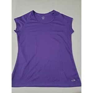 Champion Shirt Womens Medium Purple  Duo Dry Dri Fit Cap‎ Sleeve Athletic Top
